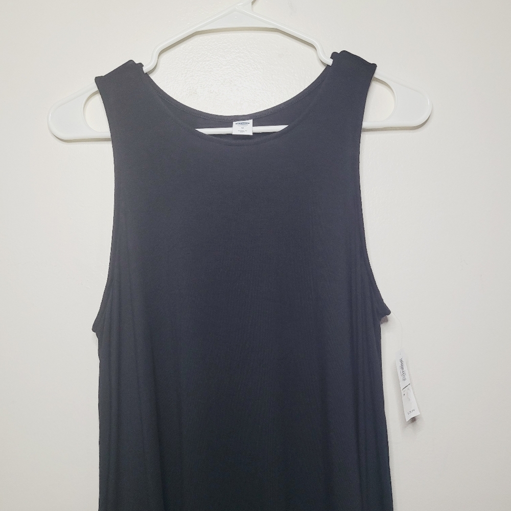 Old Navy Tank Dress Shift Black Women's Medium Black Mini Sleeveless Casual Dark - Picture 4 of 9